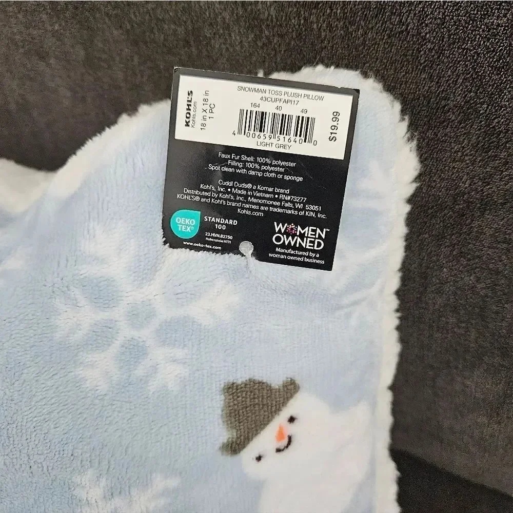 Cuddl Duds Cozy Snowman And Snowflake Throw Pillow